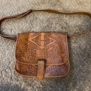 Handmade vintage leather crossbody purse
